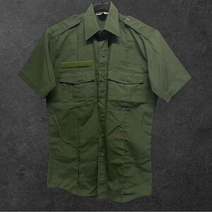 Vintage 1990s Camco Military Style BDU Green Single Stitch Shirt // L-XL
